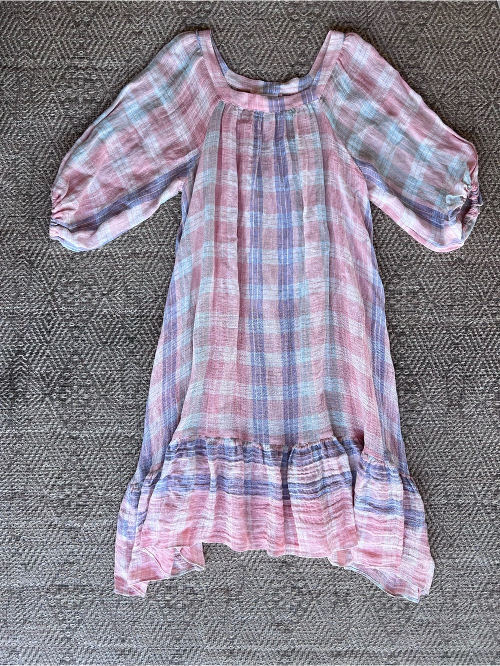 Lisa Marie Fernandez Laure Madras Multi Plaid Gauze Midi Dress Size 3
